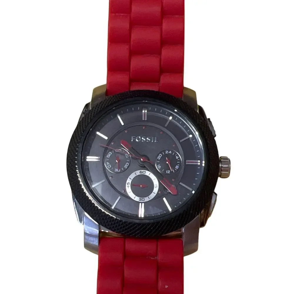 Fossil Silicone Quartz Triple Dial Watch